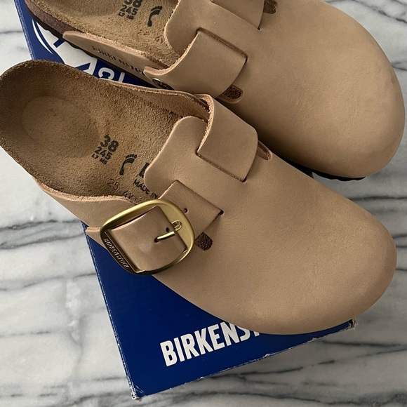 Birkenstock Boston Big Buckle Clog in Tan - Picture 2 of 7